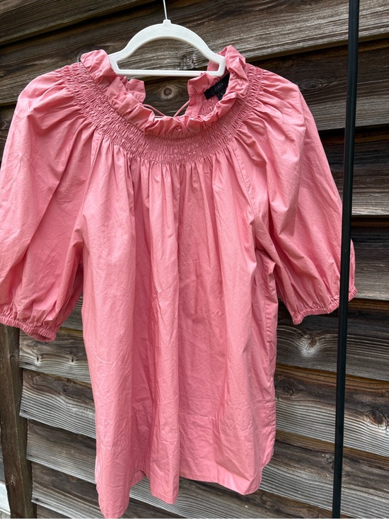 J. Crew Tops - J. Crew Coral Pink Ruffled Smocked Neck Blouse